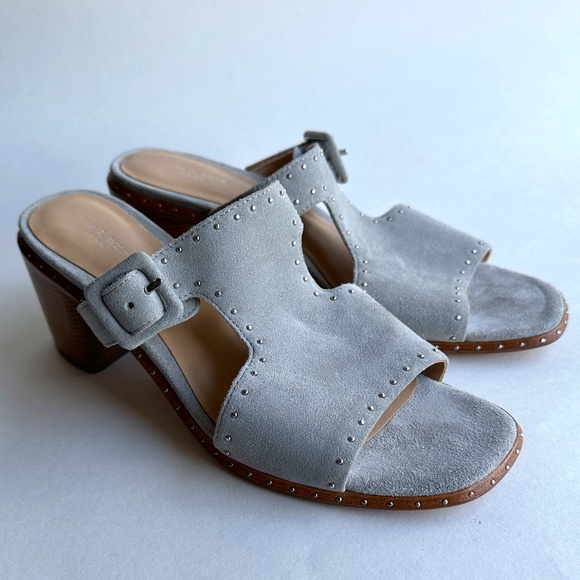 Rag & Bone Gray Matteo Suede Mules Open Toe Sandals - Size 36.5 - Picture 1 of 16